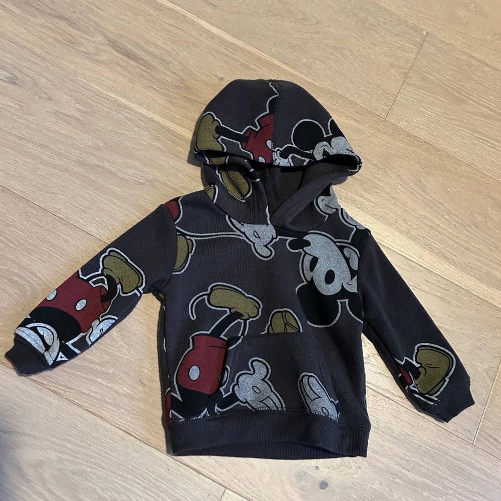Disney Junior Mickey Mouse Dark Gray Hooded Sweatshirt Size 12M Unisex!